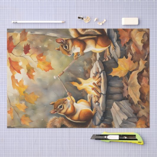 Herfst Chipmunks & Marshmallows Decoupage Tissuepapier (Craft)