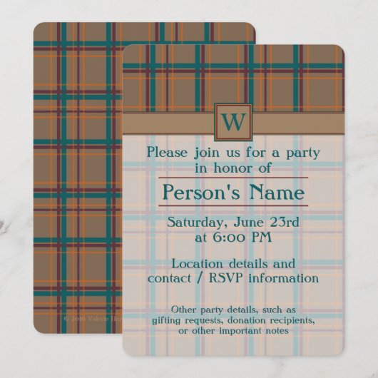 Herfst Chique Plaid Party Uitnodiging (Voorkant / Achterkant)