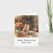 Herfst chique Siamese Kat gastvrouw kat bij het di Kaart (Voorkant)