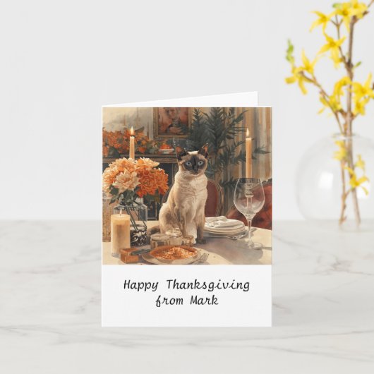 Herfst chique Siamese Kat gastvrouw kat bij het di Kaart (Gele Bloem)