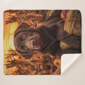 Herfst Chocolade Lab Pup Sherpa Deken (Voorkant (horizontaal))
