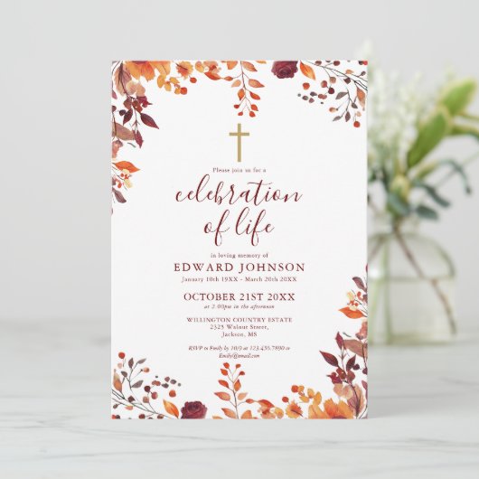 Herfst Christelijk feest van het leven begrafenisf Kaart (Staand voorkant)