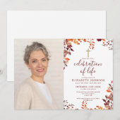 Herfst christelijke viering van het leven rouwfoto kaart (Voorkant / Achterkant)