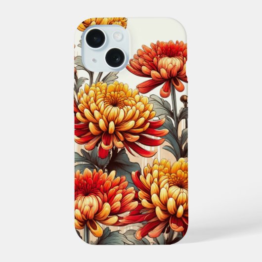 Herfst Chrysanthemum Bloemenschouw iPhone 15 Case (Achterkant)