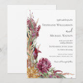 Herfst Chrysanthemums Waterverf Floral Wedding Kaart (Voorkant / Achterkant)