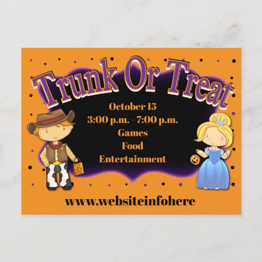 Herfst Church School Trunk of Treat Invite Briefkaart (Voorkant)