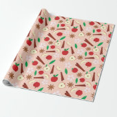 Herfst Cinnamon, Star Anise, Apple, Flower Seamles Cadeaupapier (Uitgerold)