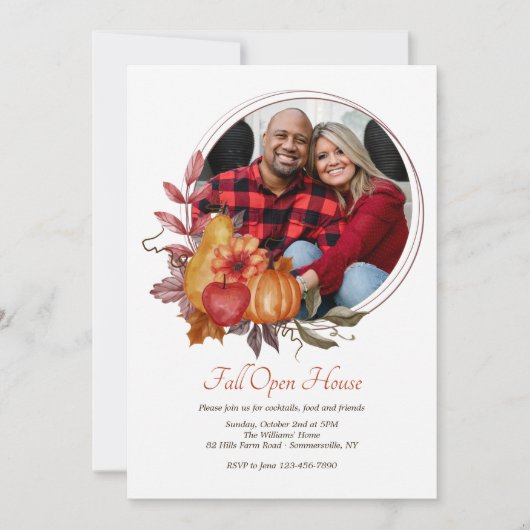 Herfst Circle Foto Open House Kaart (Voorkant)