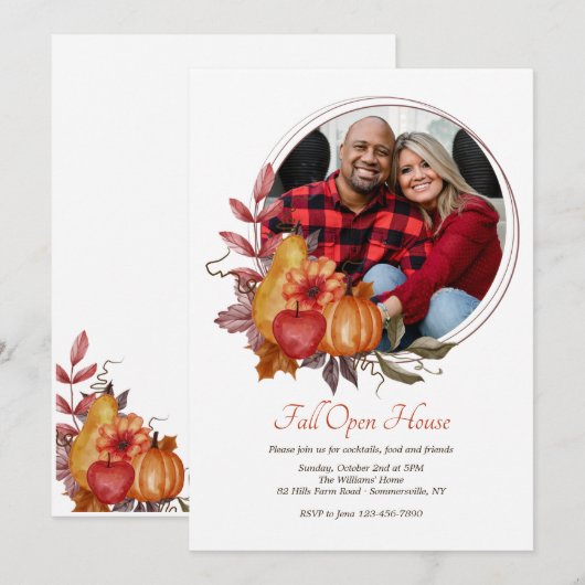 Herfst Circle Foto Open House Kaart (Voorkant / Achterkant)