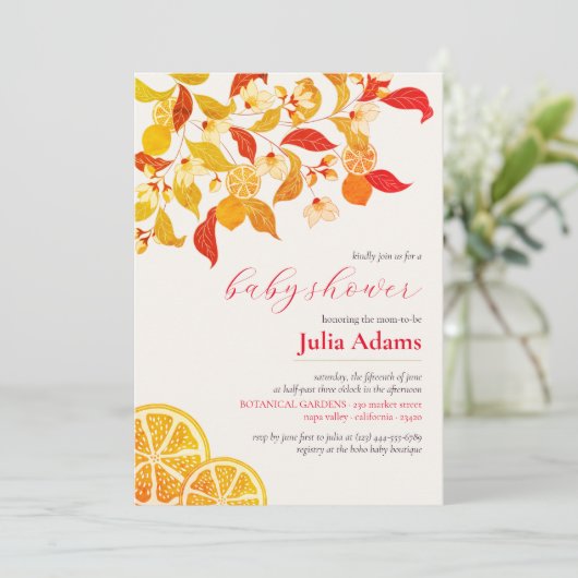 Herfst citroen theepartij Baby Shower Kaart (Staand voorkant)