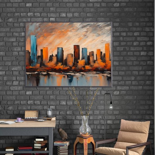 Herfst City Skyline Sunset Unframed Poster