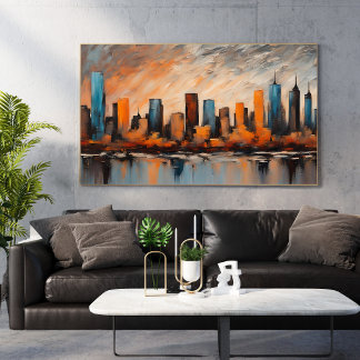 Herfst City Skyline Sunset Unframed Poster
