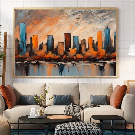 Herfst City Skyline Sunset Unframed Poster