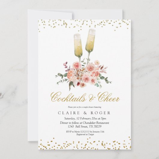 Herfst Cocktails en kheer Bridal Shower Invitation Kaart (Voorkant)