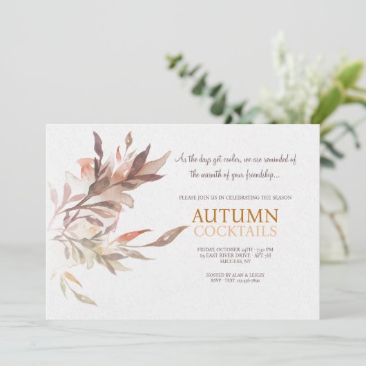 Herfst Cocktails uitnodiging (Staand voorkant)