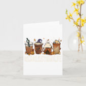 Herfst Coffee Halloween pomp Kaart (Gele Bloem)