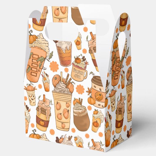 Herfst Coffee Latte Pumpkin Patroon Bedankdoosjes (Geopend)