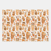 Herfst Coffee Latte Pumpkin Patroon Inpakpapier Vel (Voorkant 3)