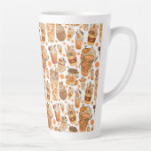 Herfst Coffee Latte Pumpkin Patroon Latte Mok (Rechts)