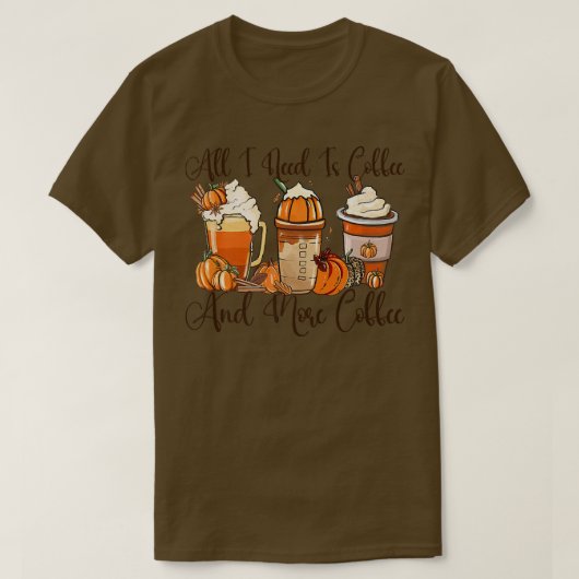 Herfst Coffee Pumpkin Spice Funny Thanksgiving Cof T-shirt (Design voorkant)