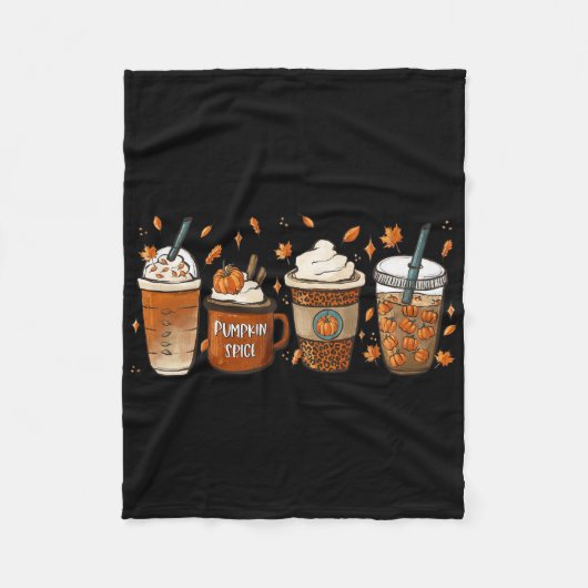 Herfst Coffee Pumpkin Spice Junkie Latte Autumn Co Fleece Deken (Voorkant)