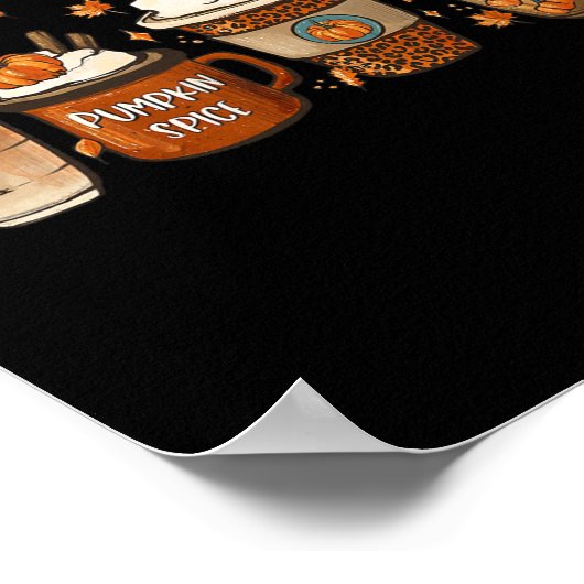 Herfst Coffee Pumpkin Spice Junkie Latte Autumn Co Poster (Hoek)