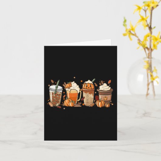 Herfst Coffee Pumpkin Spice Latte Drink herfst dan Kaart (Gele Bloem)