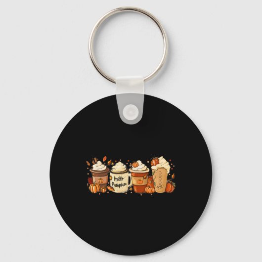 Herfst Coffee Pumpkin Spice Latte Drink herfst dan Sleutelhanger (Voorkant)