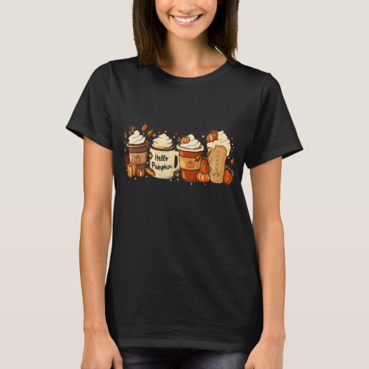 Herfst Coffee Pumpkin Spice Latte Drink herfst dan T-shirt (Voorkant)