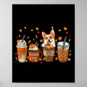 Herfst Coffee Pumpkin Spice Latte Iced Autumn Corg Poster (Voorkant)