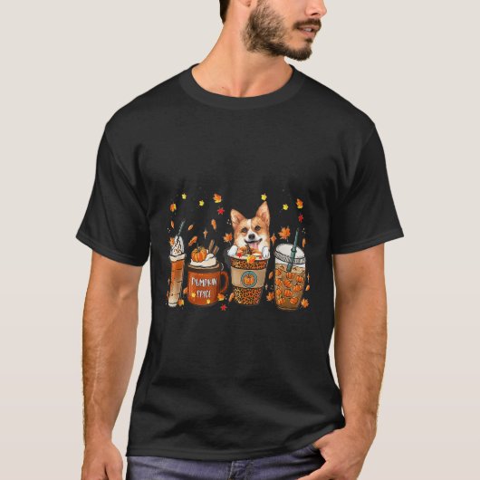 Herfst Coffee Pumpkin Spice Latte Iced Autumn Corg T-shirt (Voorkant)