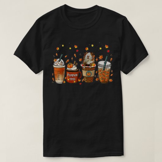 Herfst Coffee Pumpkin Spice Latte Iced herfst Guin T-shirt (Design voorkant)