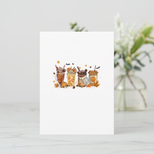 Herfst Coffee Pumpkin Spice Latte Thanksgiving Cof Kaart (Staand voorkant)