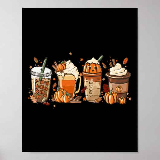 Herfst Coffee Pumpkin Spice Latte Warm Cozy Aut Poster (Voorkant)