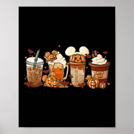 Herfst Coffee Pumpkin Spice Latte Warm Cozy Aut Poster (Voorkant)