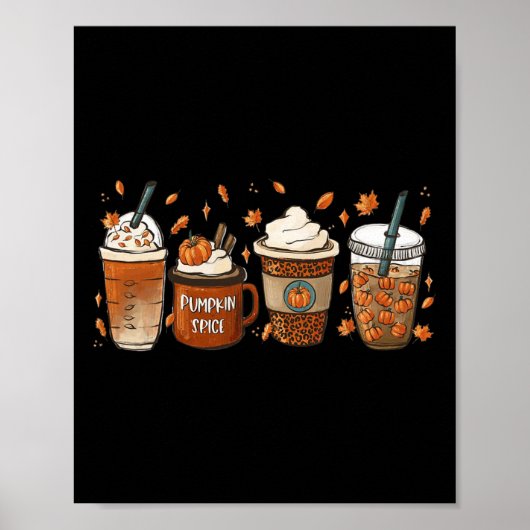 Herfst Coffee Pumpkin Spice Latte Warm Cozy Aut Poster (Voorkant)