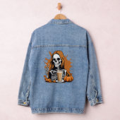 Herfst Coffee Skeleton Halloween Denim Jacket (Hangar)