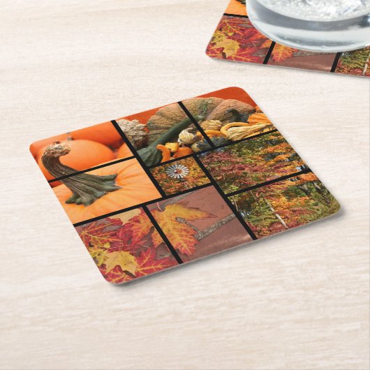 Herfst Collage Kartonnen Onderzetters (Schuin)