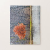 Herfst Color Tree by a Pond Art Puzzel (Verticaal)