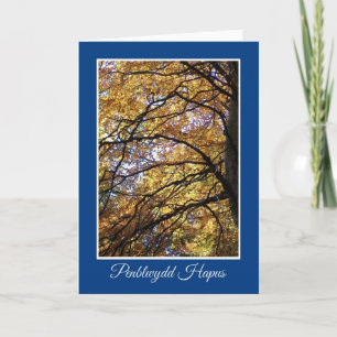 Herfst Color Trees Birthday Kaart, Welsh Greeting Kaart
