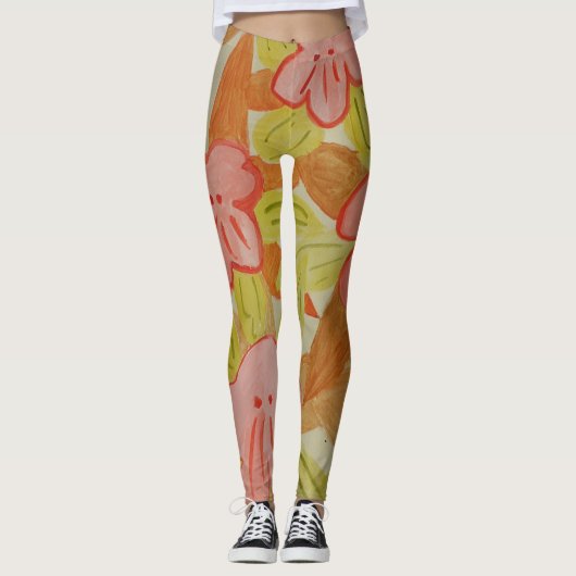 Herfst Colored Flowers Leggings (Voorkant)