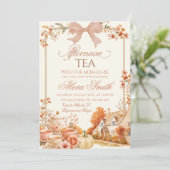 Herfst Coquette Afternoon Tea Baby Shower Kaart (Staand voorkant)