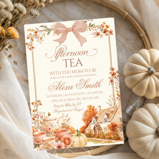 Herfst Coquette Afternoon Tea Baby Shower Kaart