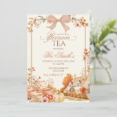 Herfst Coquette Afternoon Tea Party Kaart (Staand voorkant)