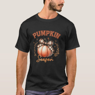Herfst Coquette Bow Pompoen Herfst Retro Football  T-shirt