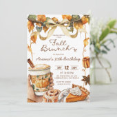 herfst coquette pompoen brunch verjaardagsfeestje  kaart (Staand voorkant)