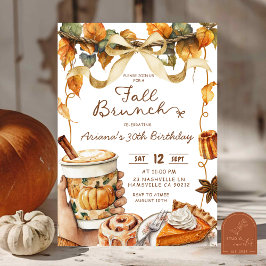 herfst coquette pompoen brunch verjaardagsfeestje kaart