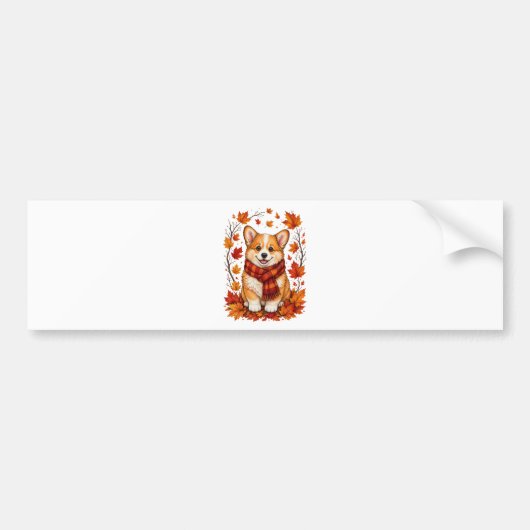 Herfst Corgi Hond Knus Bumpersticker (Voorkant)