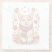 Herfst Corgi Hond Knus Glazen Onderzetter (Achterkant)
