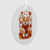 Herfst Corgi Hond Knus Ornament (voorkant)